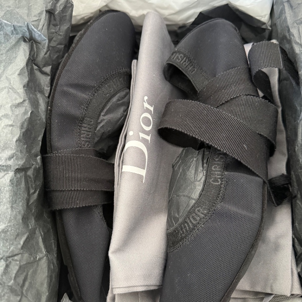 Pre-loved Black Dior Ballet Shoes with Ankle Wraps